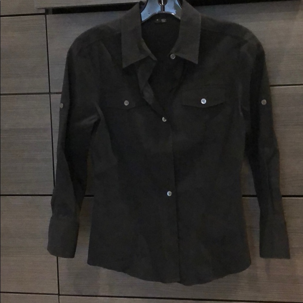 Theory black linen top